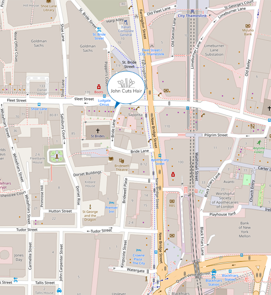 The hair salon and barbers is conveniently near to City Thameslink, Blackfriars and St Paul's stations.